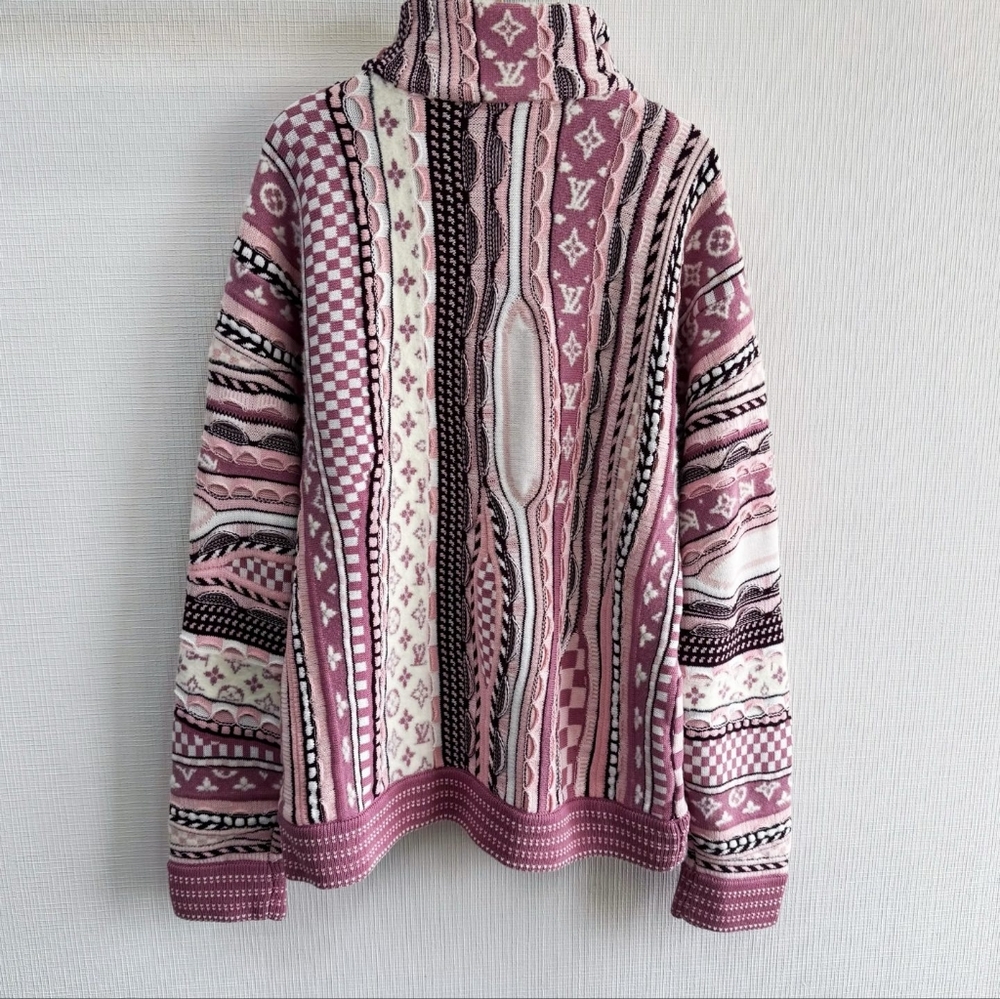 Louis Vuitton Jacquard Zip-Up Pullover Coogi Style 3Dknit Men's 2XL Nwt - Picture 2 of 11